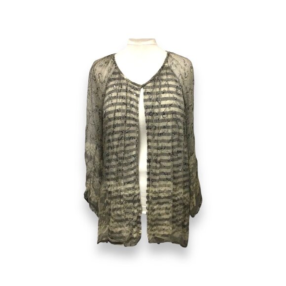 Alberto Makali Women’s Open Front Semi-Sheer Longline Cardigan, size L - Picture 1 of 8